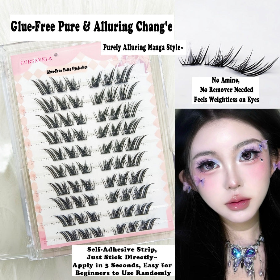 Individual DIY lashes Glue-Free Chang’e Segmented False Lashes | Fox-Style Upward-Slanting, Enchanting Royal Sister Vibe, Natural & Thick Without Exaggeration