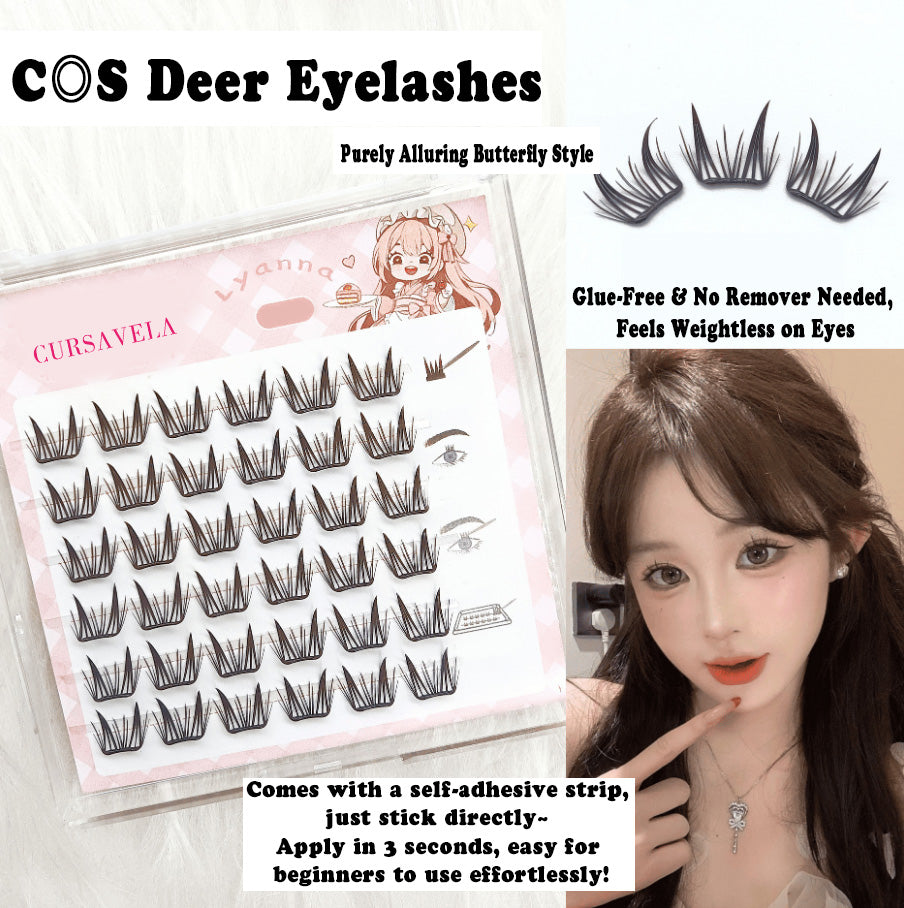 Individual DIY lashes Feathery Deer Lashes | Beginner-Friendly Glue-Free & Remover-Free Flat Strip Lashes – Flutter with the Wind