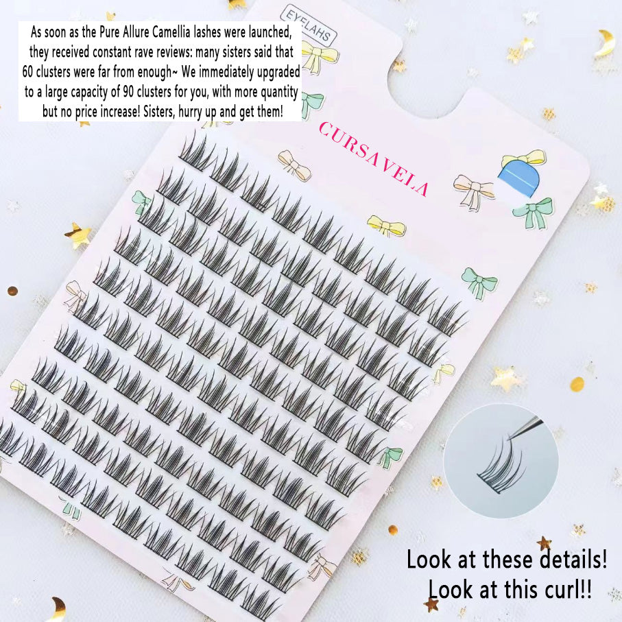 Pure Allure Camellia Fire Tassel Eyelashes - Beginner-Friendly Single Clusters with Curl, Suitable for Sectional Application