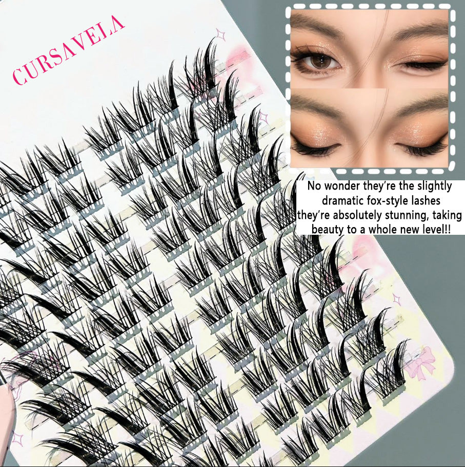 Crusavela Individual DIY lashes Princess, Please Wear It! Fox-Style Winged Lashes - Voluptuous & Curled, 3-Scenario Fit