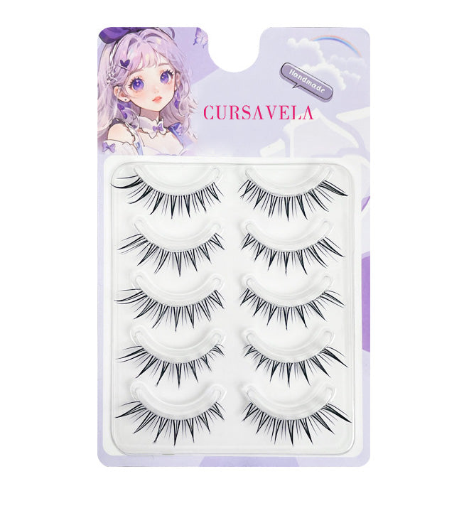 Chilly Little Fox Tail False Eyelashes | Transparent Stem, Dense Half-Blood Comic Style, Beginner-Friendly and Natural Simulation