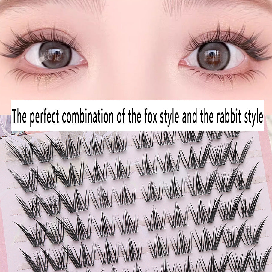 10 Rows of Best-selling Nine-Tailed Rabbit False Eyelashes! Naturally oblique flying style fits all eye shapes, simulates real lashes and enlarges eyes, a must-have for influencers!