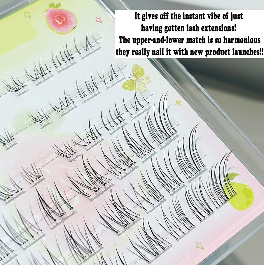 Individual DIY lashes Born-with-It Fox-Style Segmented False Lashes - Upper & Lower Lash Set, Naturally Curled, Self-Adhesive & No Remover Needed, Realistic Eyelashes