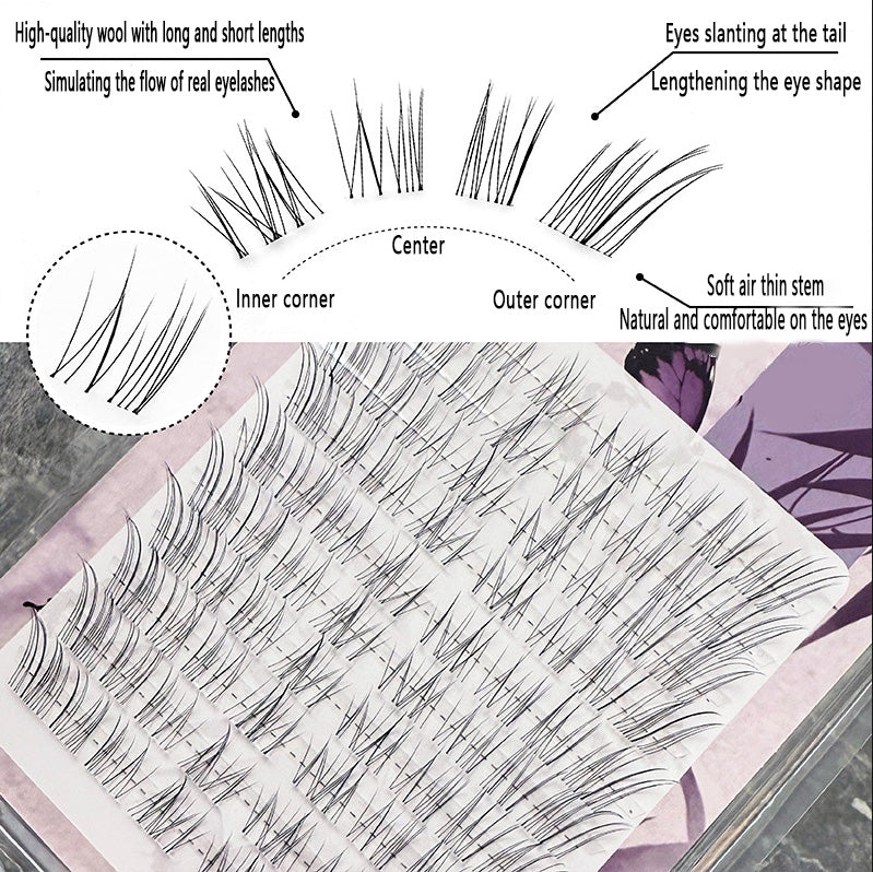 Cursavela Individual DIY lashes Velvet Mist Fox Segmented Fairy Lashes | Natural Cold Ethereal Broken Vibe Fox-Style False Lashes