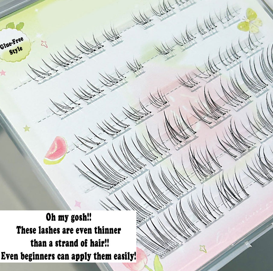 Individual DIY lashes Born-with-It Fox-Style Segmented False Lashes - Upper & Lower Lash Set, Naturally Curled, Self-Adhesive & No Remover Needed, Realistic Eyelashes