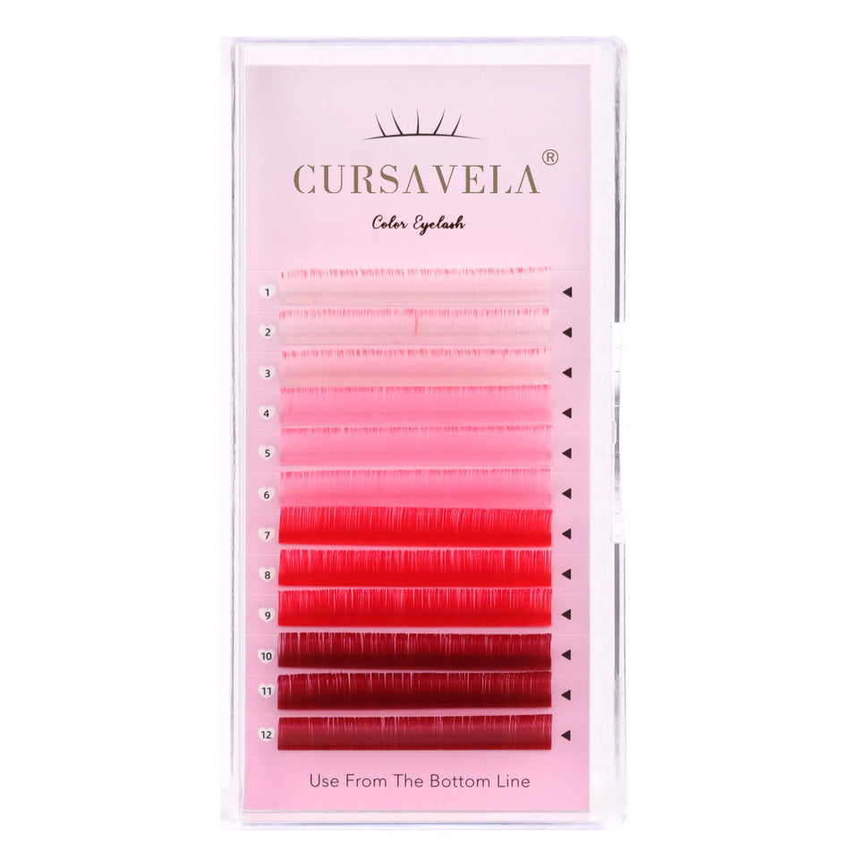 100pcs Colorful Eyelash Individual Extensions for Halloween – Mix of Pink, Red, Green, Blue, and Purple by CURSAVELA