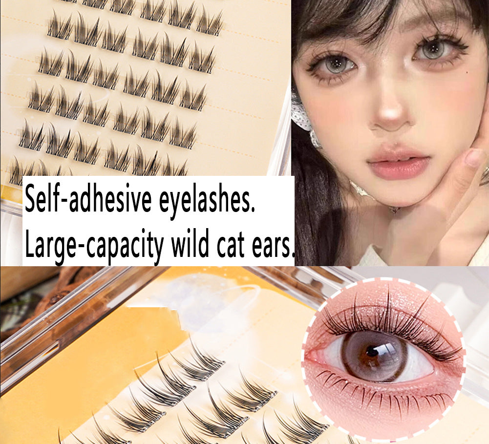Stemless Glue-Free Self-Adhesive Cat Ear False Eyelashes|Create Cat-Eyed Elf Look in Seconds