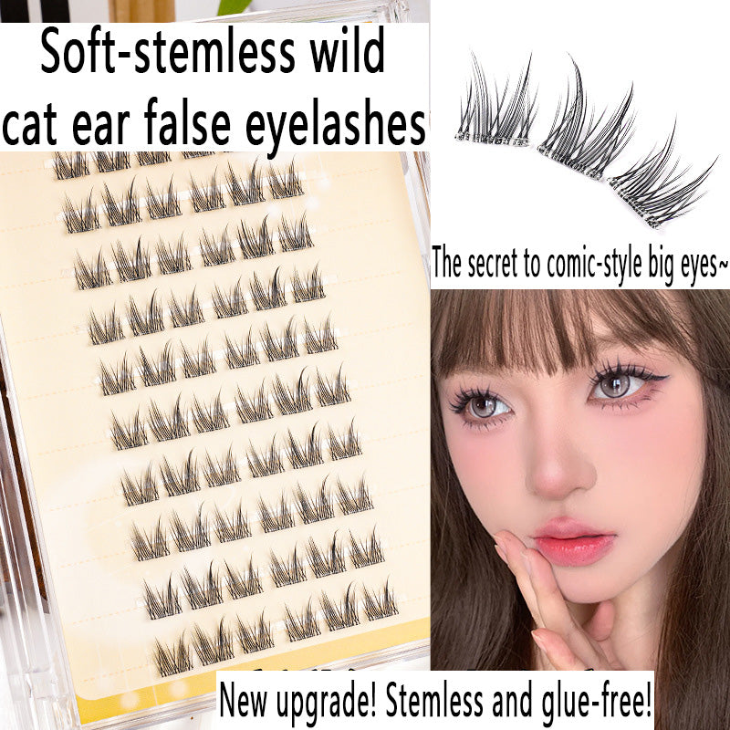 Stemless Glue-Free Self-Adhesive Cat Ear False Eyelashes|Create Cat-Eyed Elf Look in Seconds