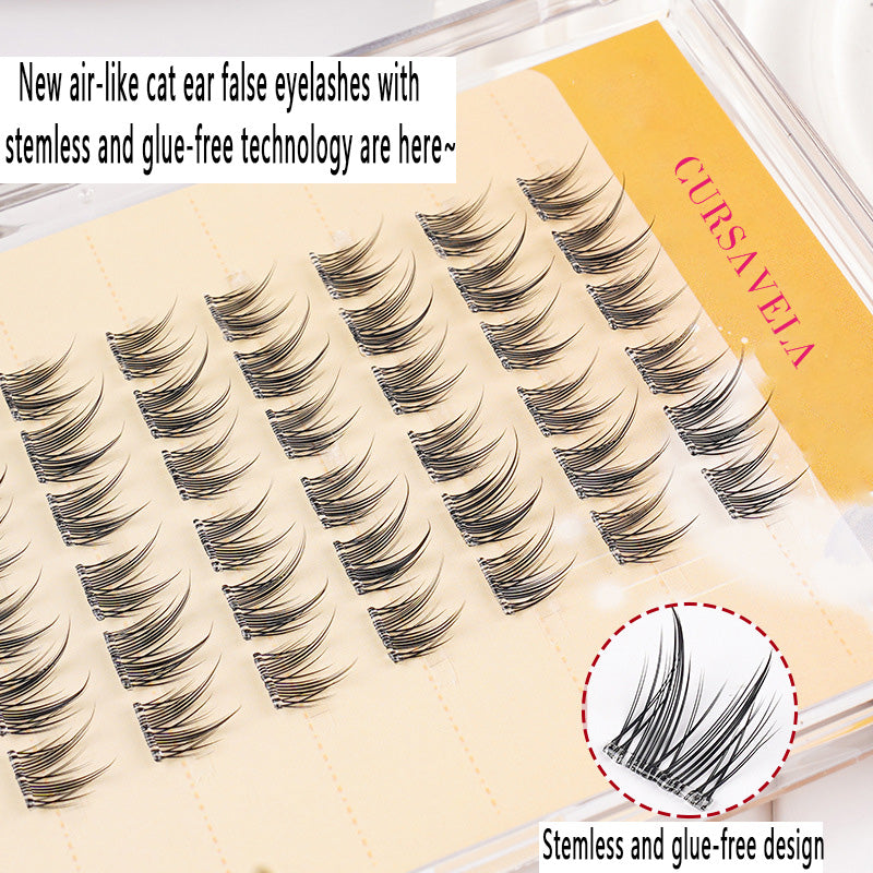 Stemless Glue-Free Self-Adhesive Cat Ear False Eyelashes|Create Cat-Eyed Elf Look in Seconds