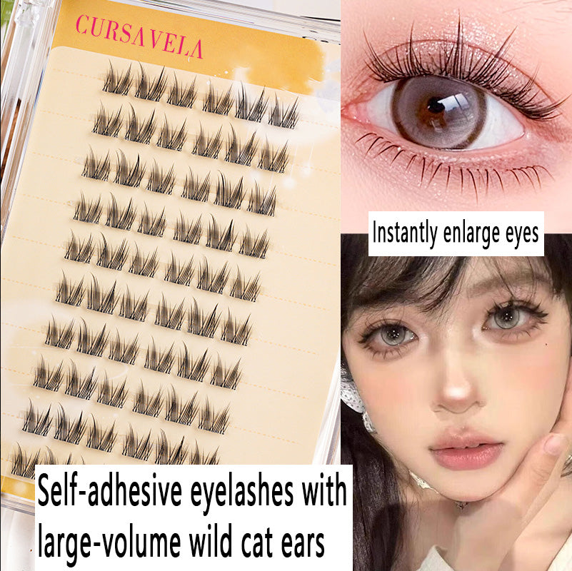 Stemless Glue-Free Self-Adhesive Cat Ear False Eyelashes|Create Cat-Eyed Elf Look in Seconds