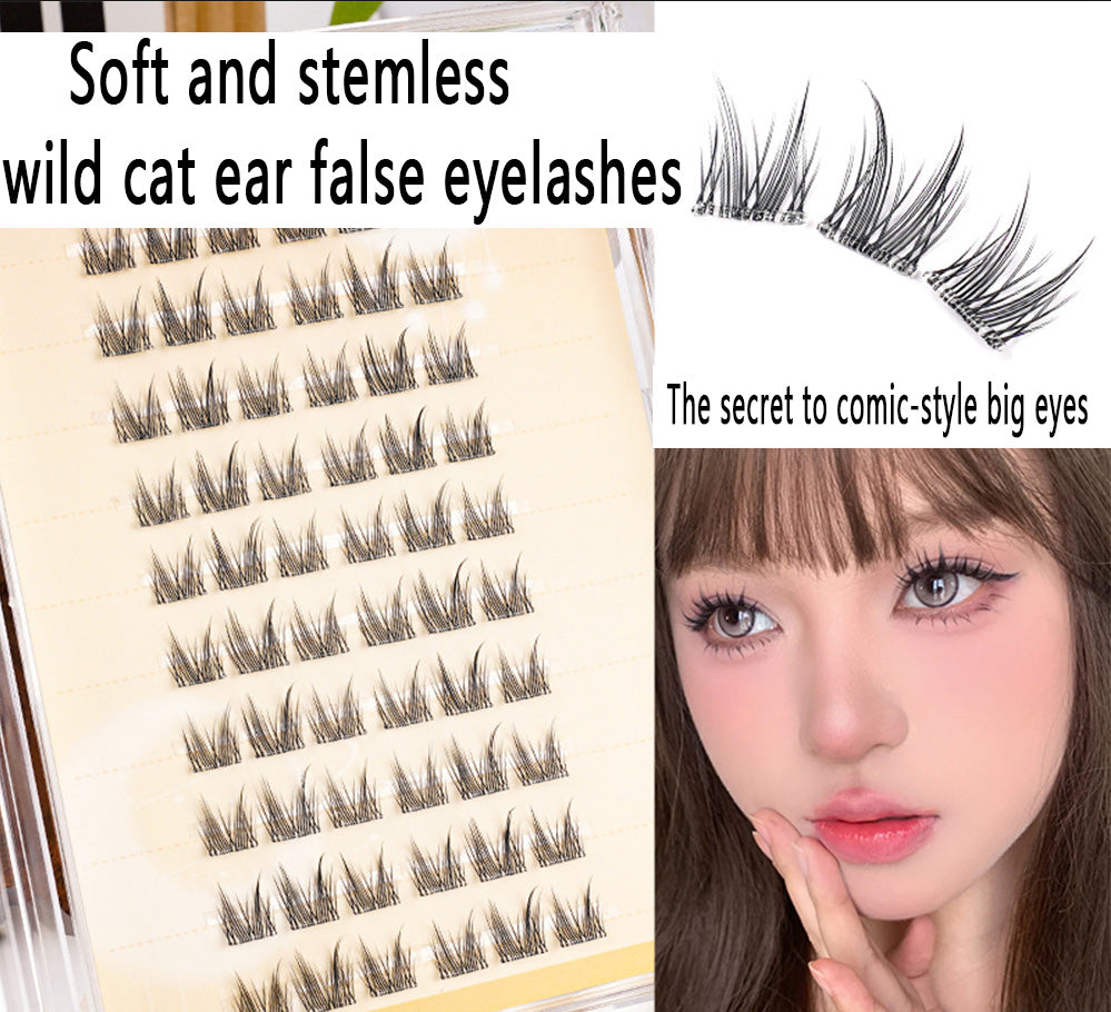 Stemless Glue-Free Self-Adhesive Cat Ear False Eyelashes|Create Cat-Eyed Elf Look in Seconds