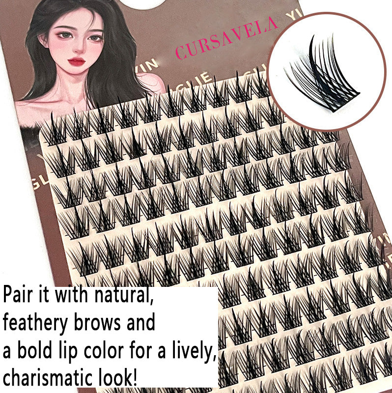 100pcs Pure Wild Devil False Eyelashes - Single Cluster Sectional Manga Barbie Natural & Realistic Style, Beginner-Friendly, Perfect for Camera