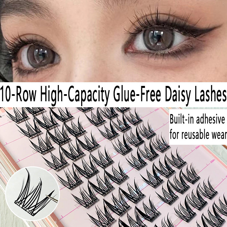 100pcs High-Capacity Glue-Free Daisy False Eyelashes - Natural Fairy Style, Perfect for Daily Wear and Beginners, Voluminous and Curly