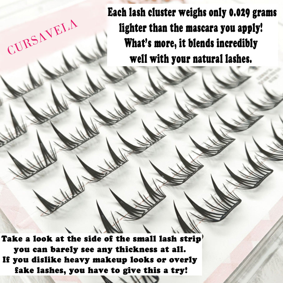 Individual DIY lashes Feathery Deer Lashes | Beginner-Friendly Glue-Free & Remover-Free Flat Strip Lashes – Flutter with the Wind