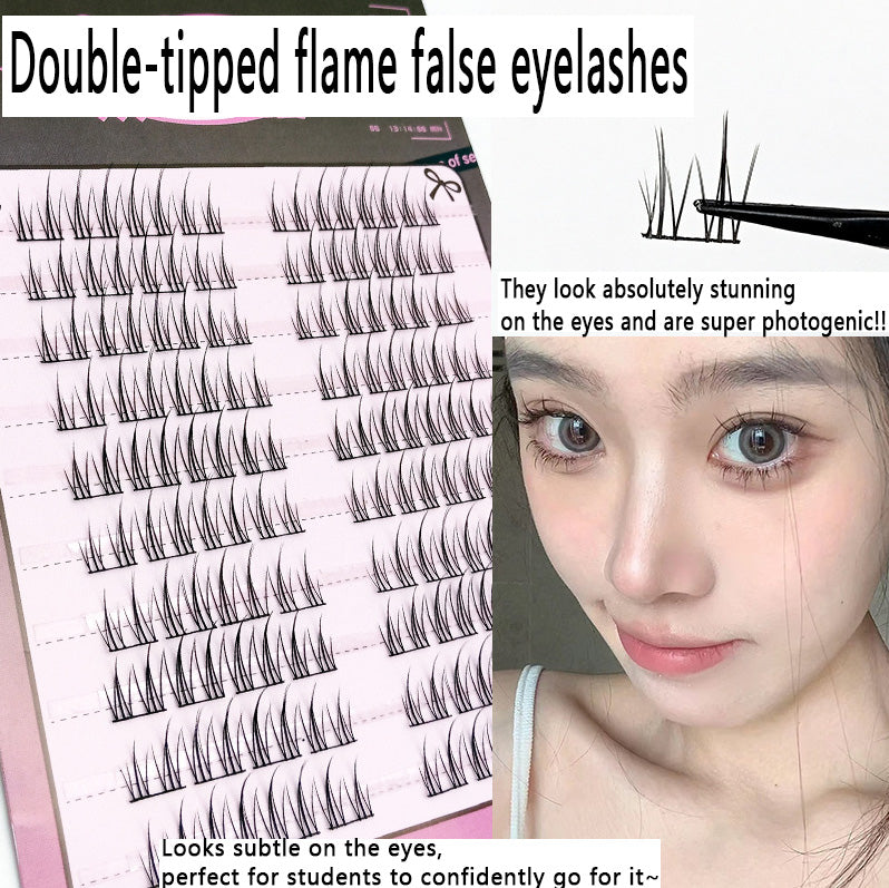 100 pcs Newbies' Must-Have! Ten-Row Double-Tip Small Flame False Eyelashes, Create a Natural Mother-Given Look