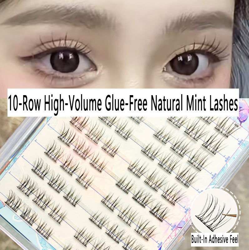 100pcs Glue-Free Natural Mint False Eyelashes - Voluminous C-Curl Ultra-Soft Clusters, Perfect for Beginners