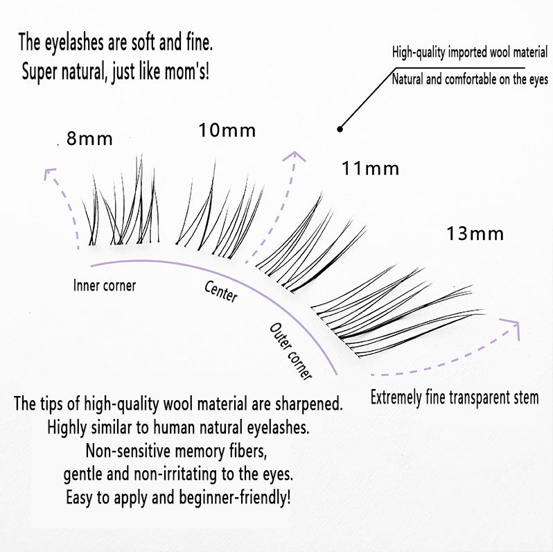 Cursavela Individual DIY lashes Velvet Mist Fox Segmented Fairy Lashes | Natural Cold Ethereal Broken Vibe Fox-Style False Lashes
