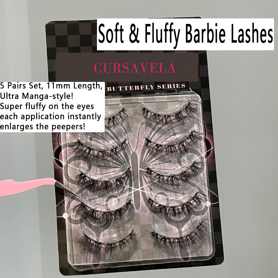 Classic Volume Eyelashes Fluffy Barbie Mixed-Race False Eyelashes | One-Piece Curled Design, Stunning for Photos and Daily Wear