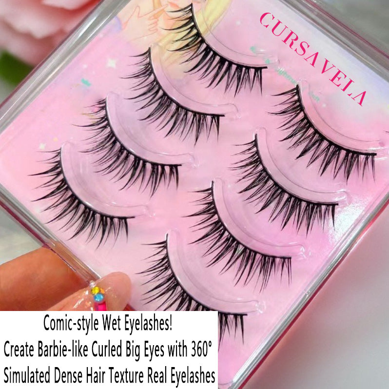 Beginner's Must-Have! Stiff-stem Wet Wheat Ear Lashes, One-Piece for Instant Barbie Eye