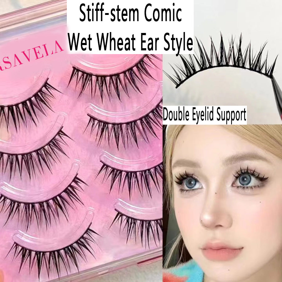 Beginner's Must-Have! Stiff-stem Wet Wheat Ear Lashes, One-Piece for Instant Barbie Eye