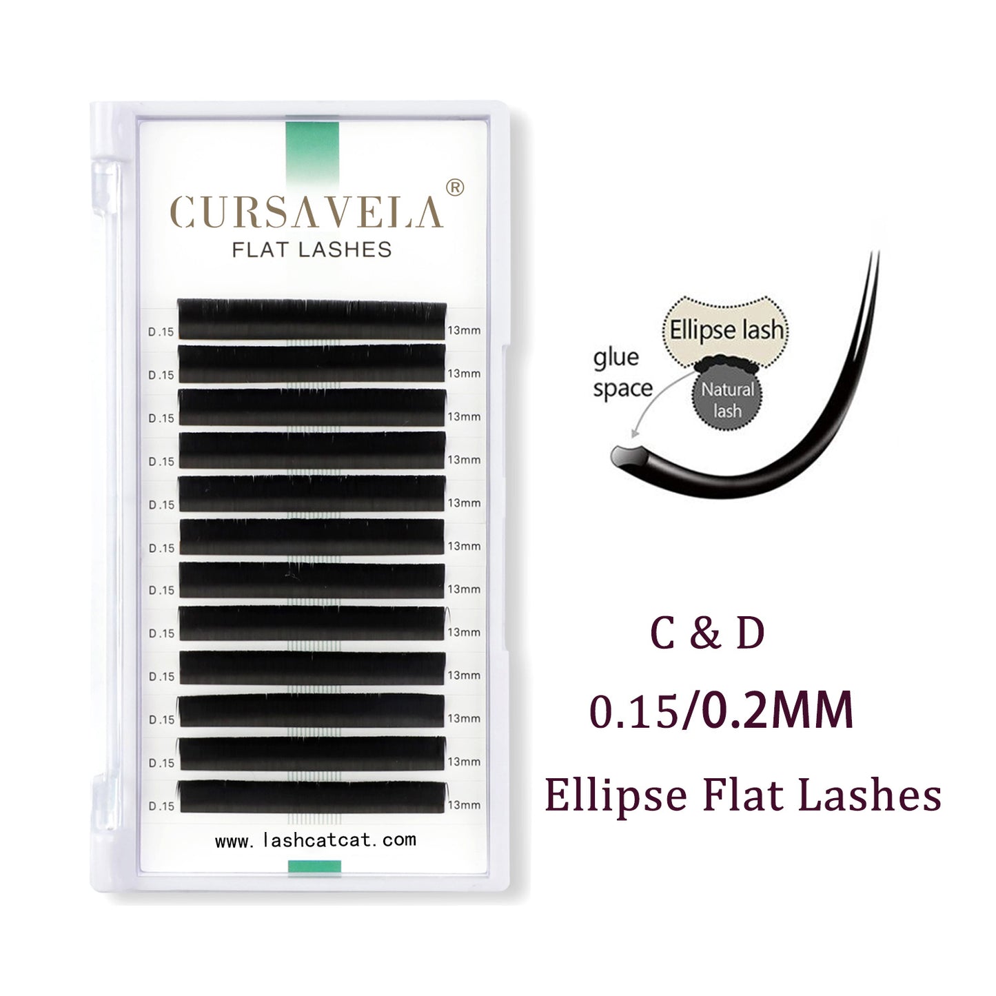 Ellipse Flat Eyelashes CURSAVELA 100pcs 0.15/0.2 Mixed Extension Lashes Faux Mink False New Matte Eyelashes Supplies Individual Split Tips