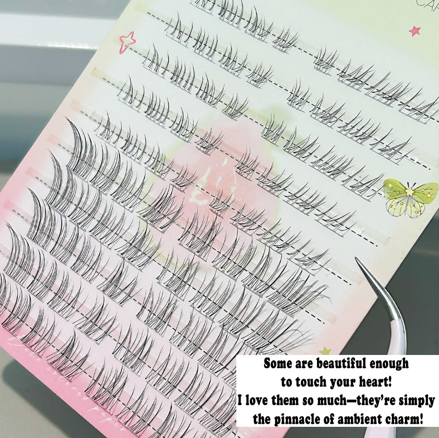 Individual DIY lashes Born-with-It Fox-Style Segmented False Lashes - Upper & Lower Lash Set, Naturally Curled, Self-Adhesive & No Remover Needed, Realistic Eyelashes