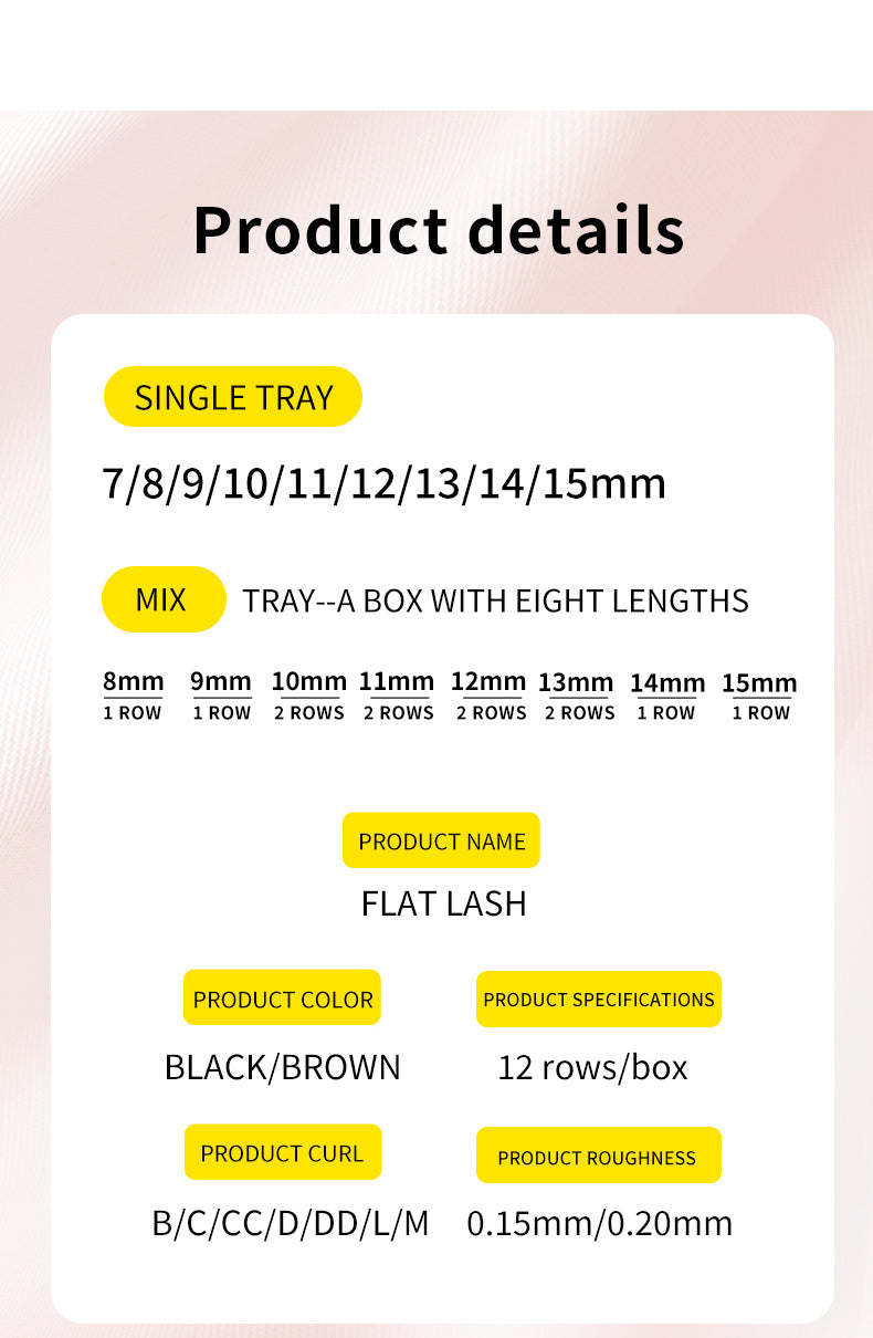 Ellipse Flat Eyelashes Handmade , Natural Style, Synthetic Hair, Durable and Reusable False Eyelashes, Thick Colorful Custom Makeup Lashes