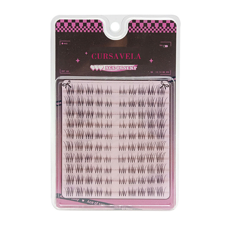 100pcs 10-Pack Natural Lash Effect Segmented Transparent Stem Eyelashes - Perfect for Beginners and Lazy Enthusiasts