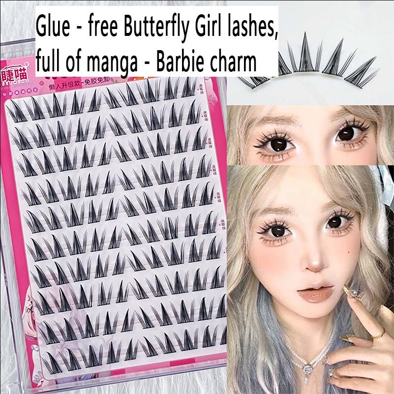 100pcs 10 - Row Glue - free Self - Adhesive Butterfly Girl False Eyelashes, Natural & Photogenic, Stiff Band for Easy Application