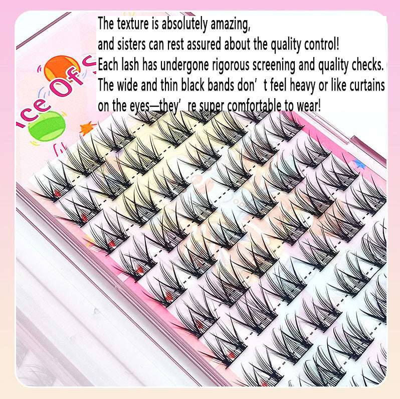 100pcs Lazy Girl's Sixpence Rose False Eyelashes - Natural Clustered Dense Manga Eye Lashes for Beginners, Camera-Ready