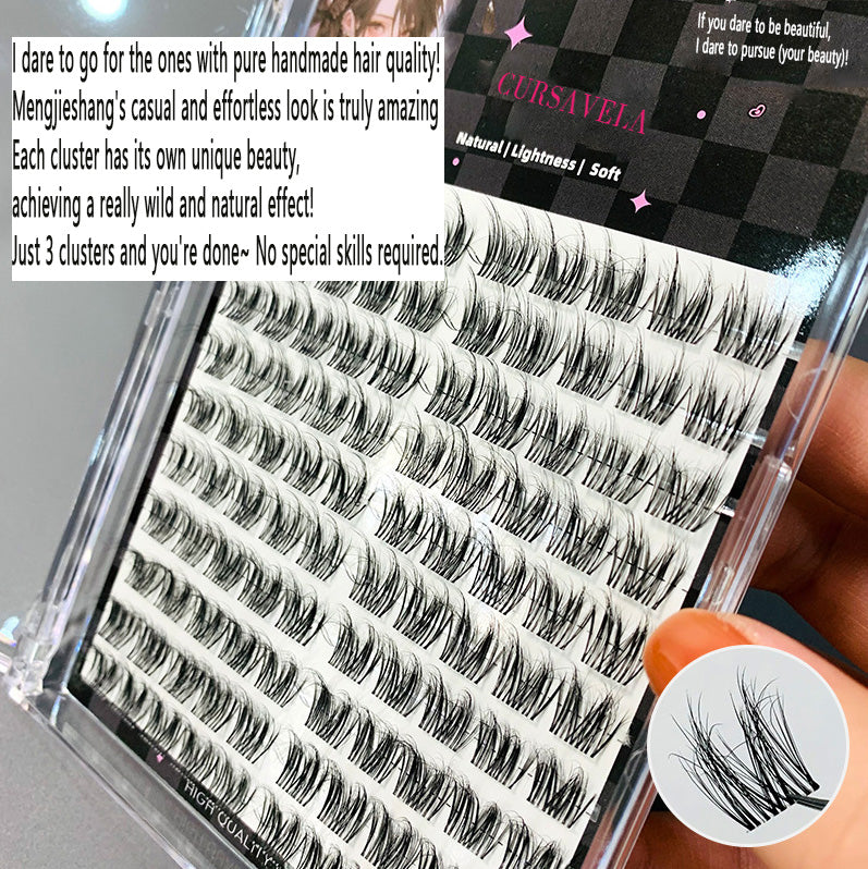 Must-have for Lazy Beauties! Thick Cat-Ear False Eyelashes with Wild Hair Flowing Feeling, Single Cluster Segmented Design, Perfect for Beginners to Shine in Photos