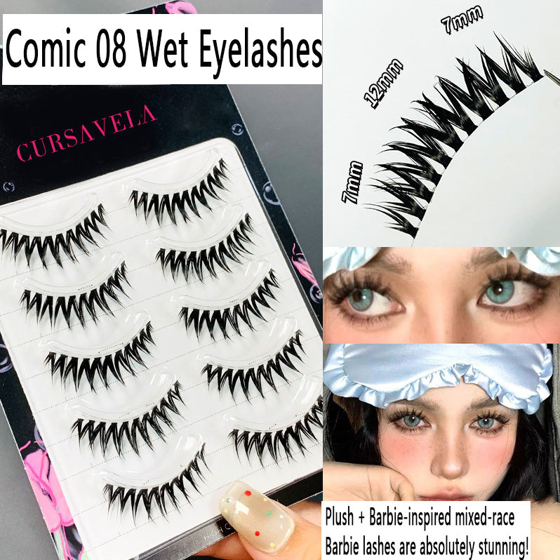Individual DIY lashes Comic-Style Wet 08 Lashes | One-Piece, Dense & Easy for Barbie Glow