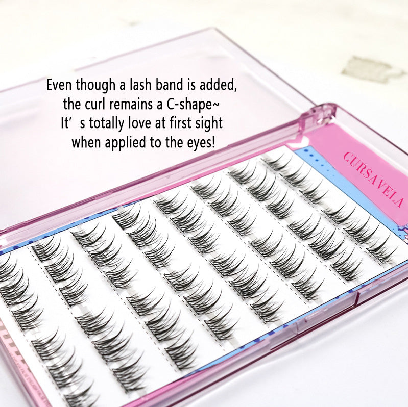 Individual DIY lashes Glue-Free Double-Pointed Lazy Sunflower Lashes - Transparent Self-Adhesive Individual Clusters, 1-Second Quick Stick, Natural & Realistic