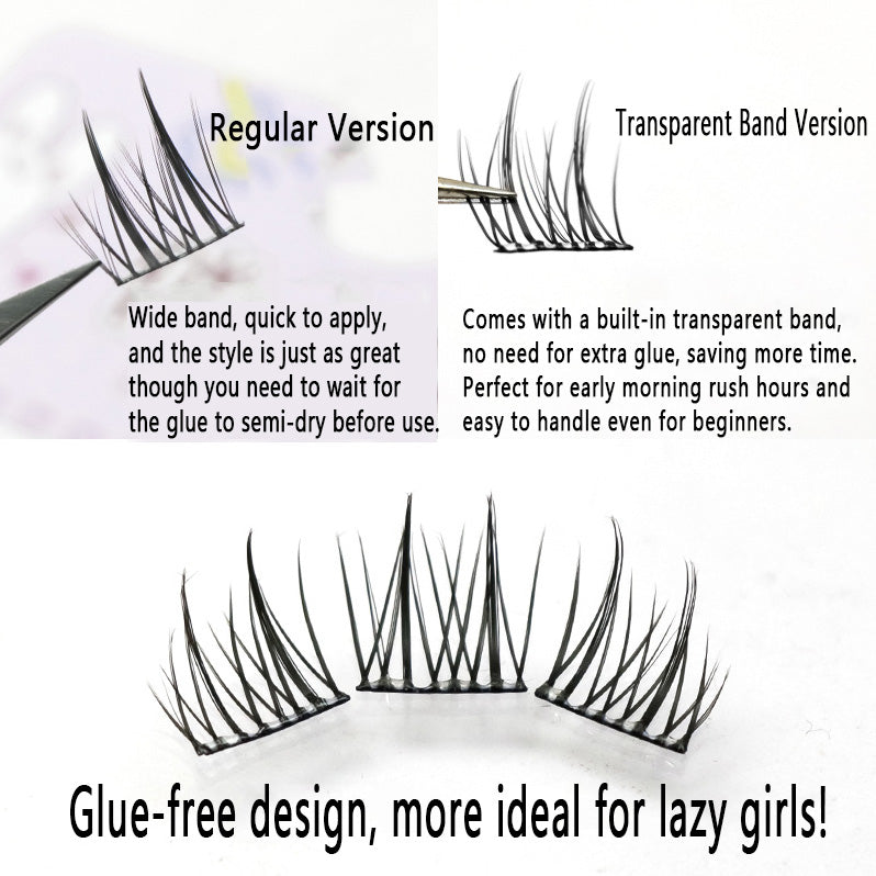 Individual DIY lashes Glue-Free Double-Pointed Lazy Sunflower Lashes - Transparent Self-Adhesive Individual Clusters, 1-Second Quick Stick, Natural & Realistic