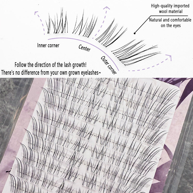 Cursavela Individual DIY lashes Velvet Mist Fox Segmented Fairy Lashes | Natural Cold Ethereal Broken Vibe Fox-Style False Lashes