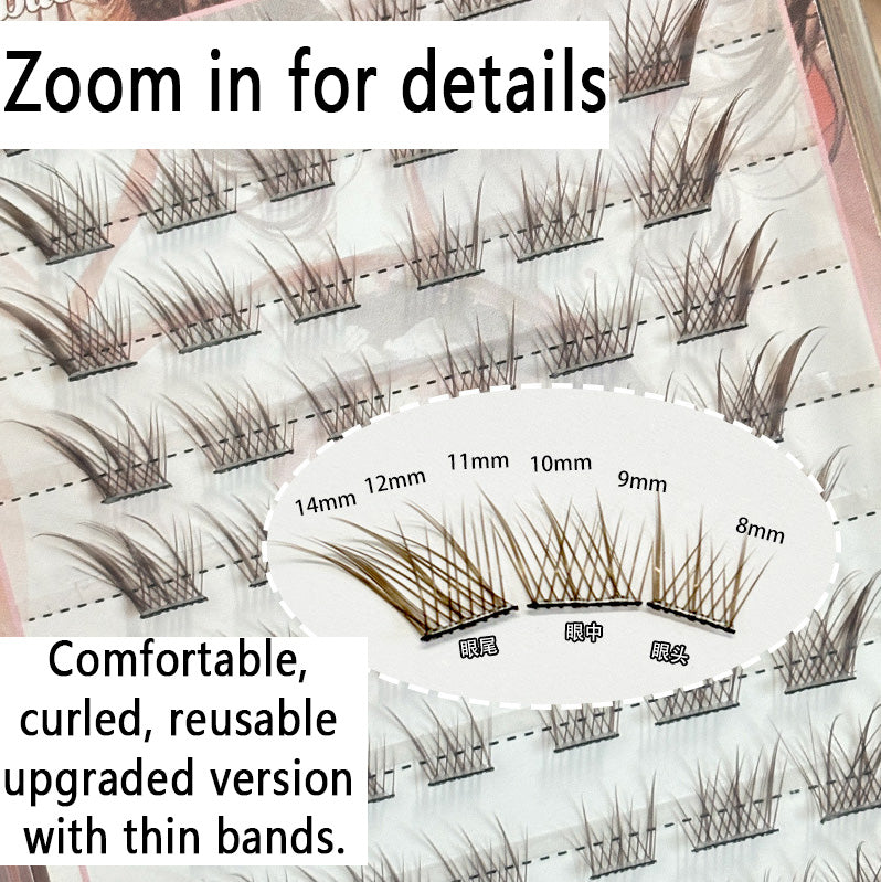Individual DIY lashes Glue-Free Version Black Tea Brown Su Daji: Fox-Inspired Charm Segmented False Eyelashes – Natural, Voluminous & Lifelike