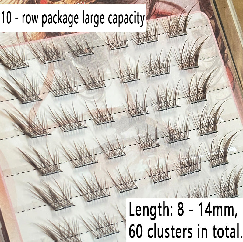 Individual DIY lashes Glue-Free Version Black Tea Brown Su Daji: Fox-Inspired Charm Segmented False Eyelashes – Natural, Voluminous & Lifelike
