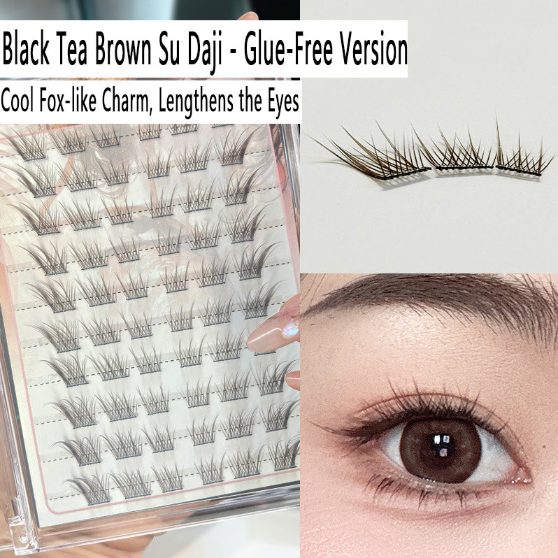 Individual DIY lashes Glue-Free Version Black Tea Brown Su Daji: Fox-Inspired Charm Segmented False Eyelashes – Natural, Voluminous & Lifelike