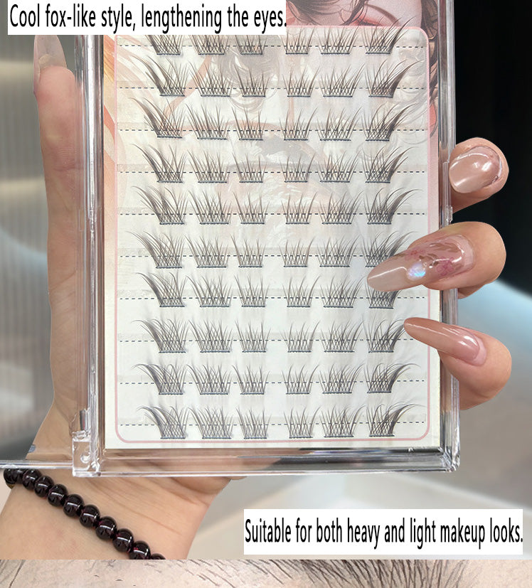 Individual DIY lashes Glue-Free Version Black Tea Brown Su Daji: Fox-Inspired Charm Segmented False Eyelashes – Natural, Voluminous & Lifelike