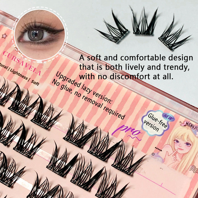 100pcs High-Capacity Glue-Free Daisy False Eyelashes - Natural Fairy Style, Perfect for Daily Wear and Beginners, Voluminous and Curly