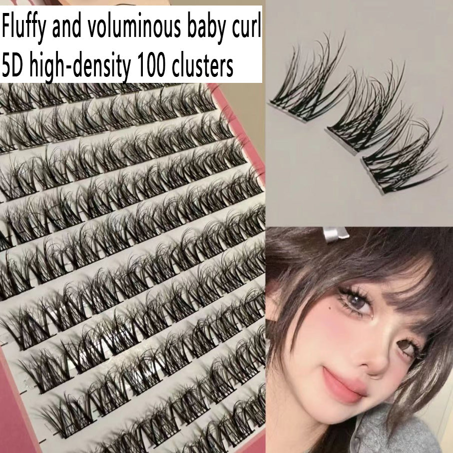 5D Baby Curl Layered Effect! Fluffy Natural-Style False Eyelashes Lazy Girl Three-Step, Single Cluster Realistic Design