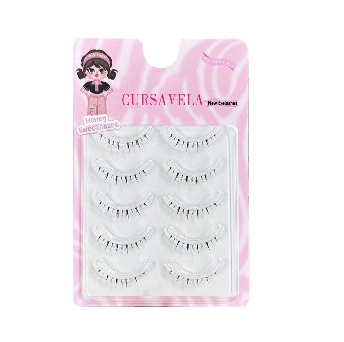 100pcs CURSAVELA 9mm Natural Comic-Style Short False Eyelashes - One-Strip Design for a Subtle, Camera-Ready Look