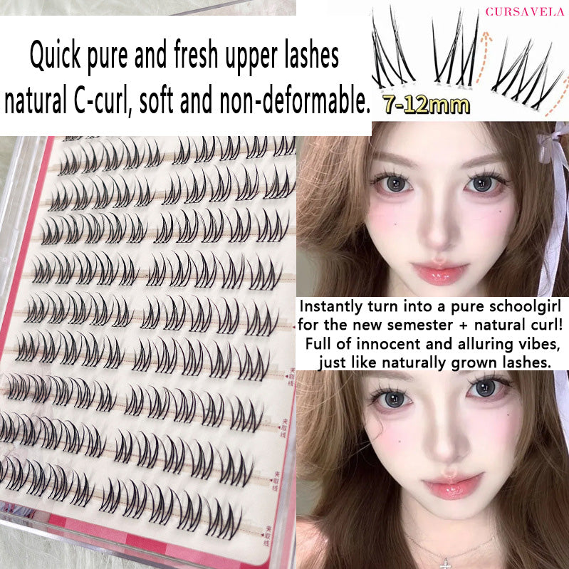 CURSAVELA Individual DIY lashes Rose Manor Glue-Free False Eyelashes | Clear Band, Individual Cluster Segments – Natural for Soft Makeup · Sleek for K-Pop Inspired Looks