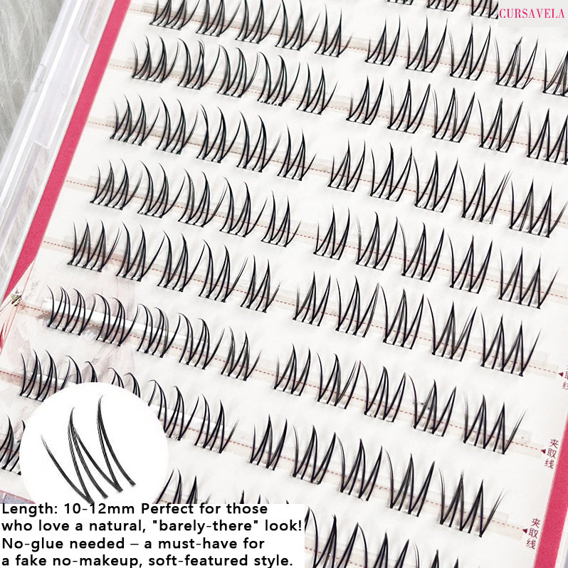 CURSAVELA Individual DIY lashes Rose Manor Glue-Free False Eyelashes | Clear Band, Individual Cluster Segments – Natural for Soft Makeup · Sleek for K-Pop Inspired Looks