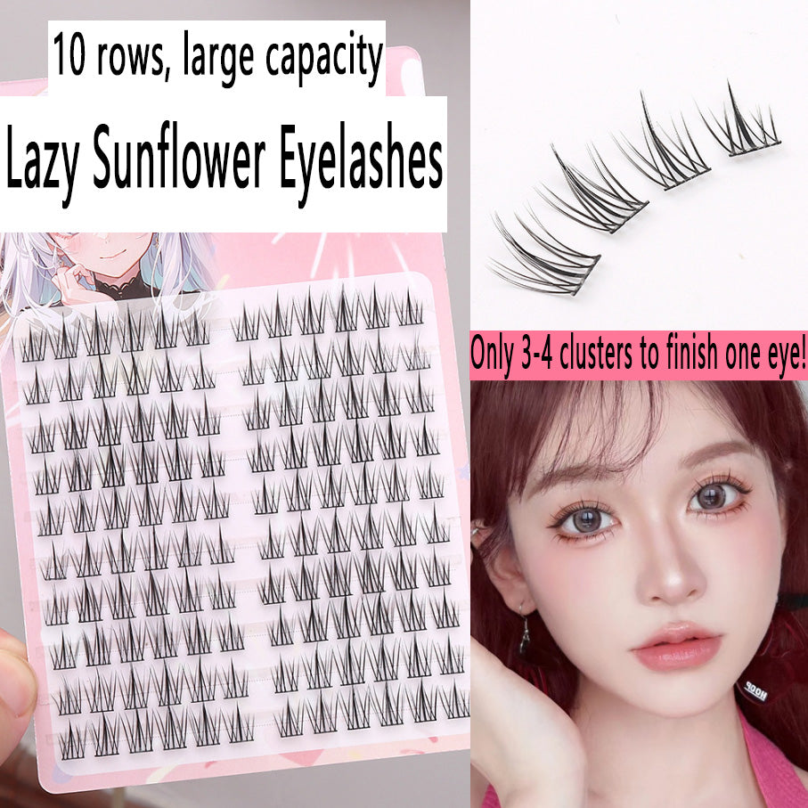 CURSAVELA 8D Fluffy Baby Lashes | Natural-Looking Messy Single Clusters, Lazy Trilogy Sunflower, Beginner-Friendly, Fuzzy Texture