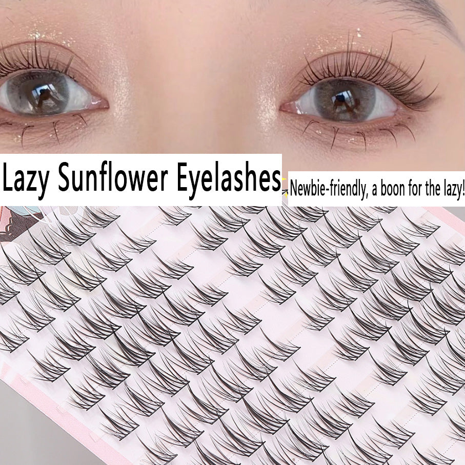 CURSAVELA 8D Fluffy Baby Lashes | Natural-Looking Messy Single Clusters, Lazy Trilogy Sunflower, Beginner-Friendly, Fuzzy Texture