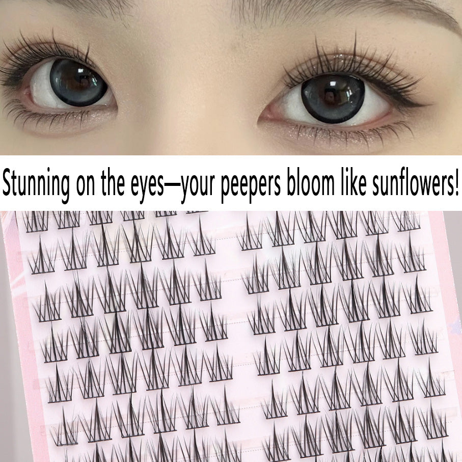 CURSAVELA 8D Fluffy Baby Lashes | Natural-Looking Messy Single Clusters, Lazy Trilogy Sunflower, Beginner-Friendly, Fuzzy Texture