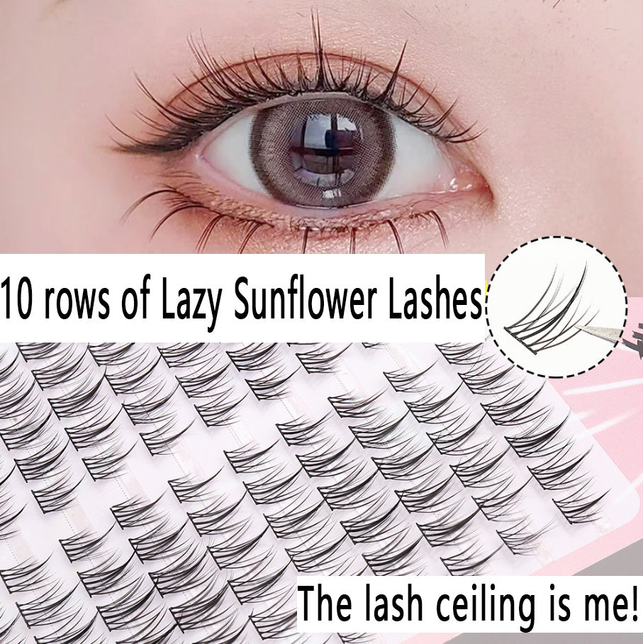CURSAVELA 8D Fluffy Baby Lashes | Natural-Looking Messy Single Clusters, Lazy Trilogy Sunflower, Beginner-Friendly, Fuzzy Texture