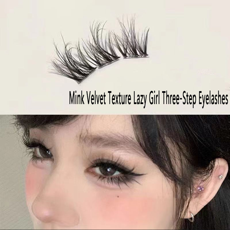 5D Baby Curl Layered Effect! Fluffy Natural-Style False Eyelashes Lazy Girl Three-Step, Single Cluster Realistic Design