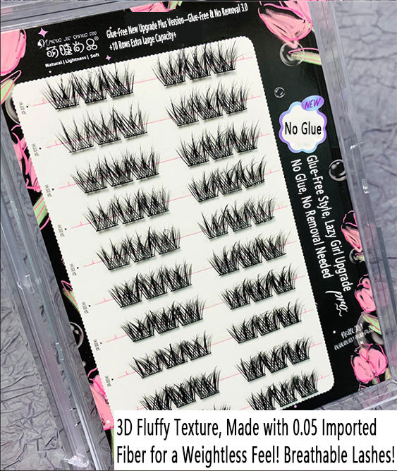 100pcs A Must - Have for Newbies! Large - Capacity Single - Cluster Segmented 3D Soft Marshmallow False Eyelashes, Self - Adhesive, Glue - Free, and Removal - Free, Super Dense